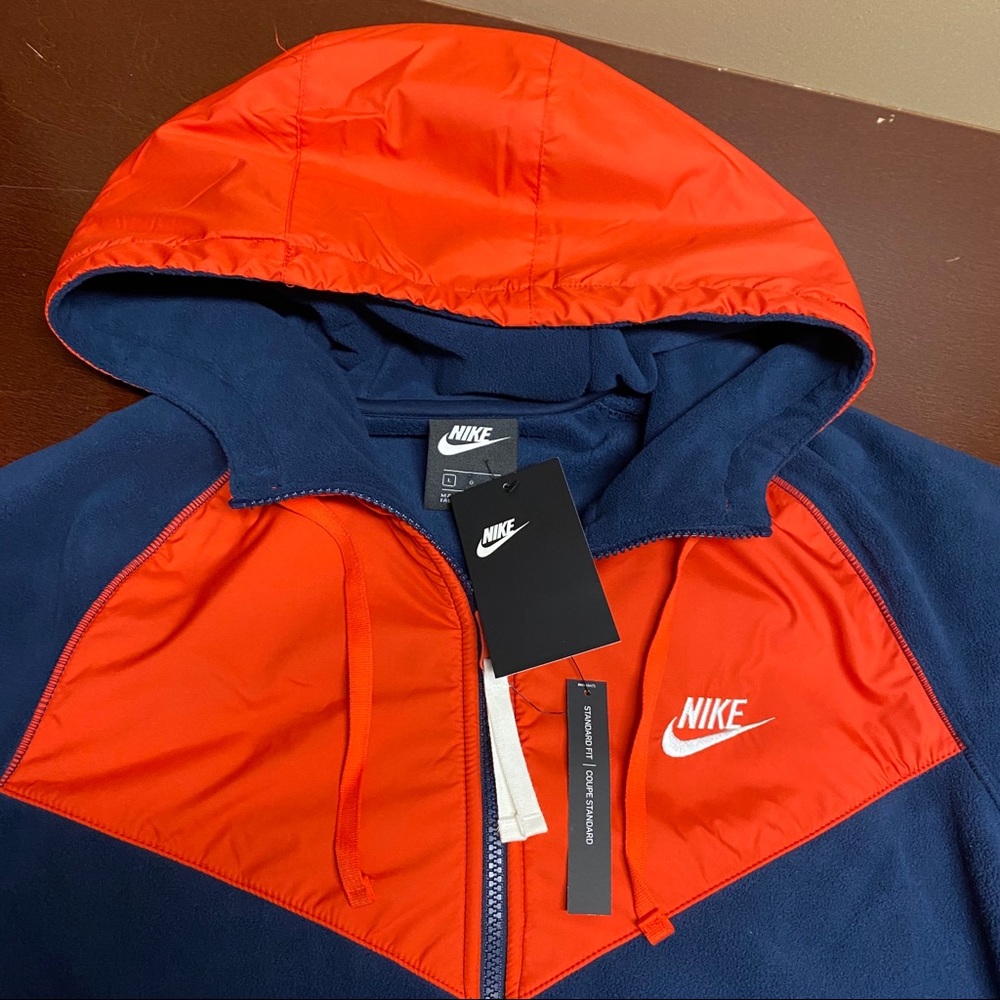 COPY - Nike Full Zip Hoodie Polar Fleece Navy HabaneroRed - Picture 5 of 6